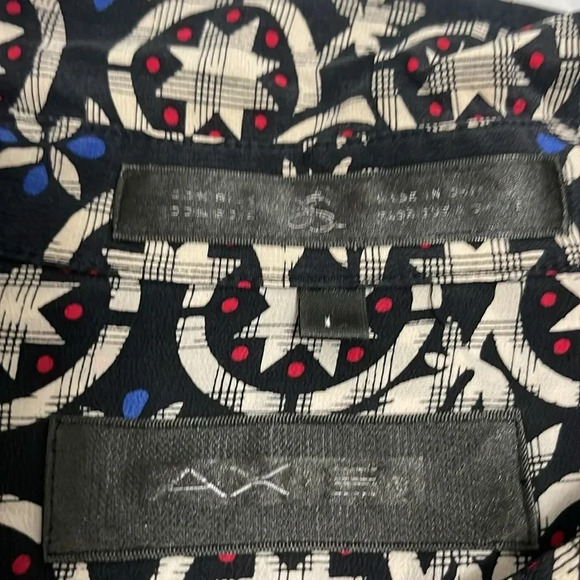 AXIS 100% Silk Large Long Sleeve Jacquard Print Blouse w/Mother of Pearl Buttons - Picture 4 of 7